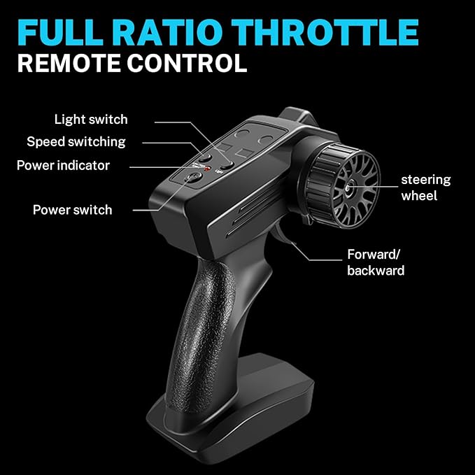 RC Drift Car, 1:24 Remote Control Car for Kids, 20KM/H 4WD High Speed RC Cars with LED Lights, Two Batteries, Extra Drifting Tires, Vehicle for Adults Boys Girls